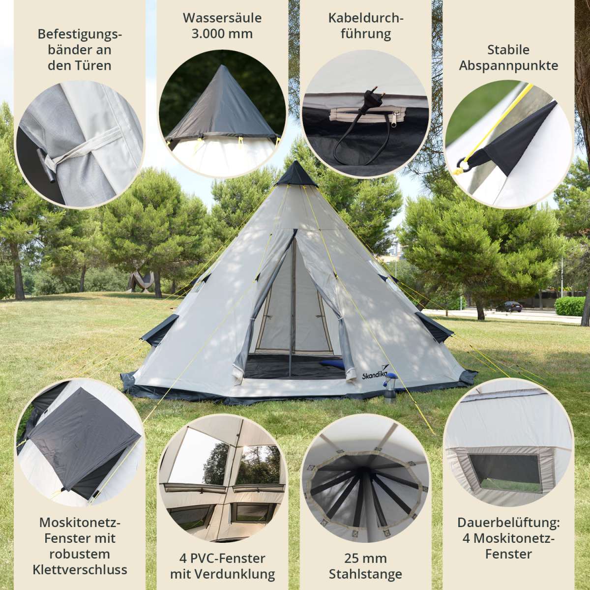 Partyzelt Skandika Tipi Goathi 365 Protect für 6 Personen | MAX