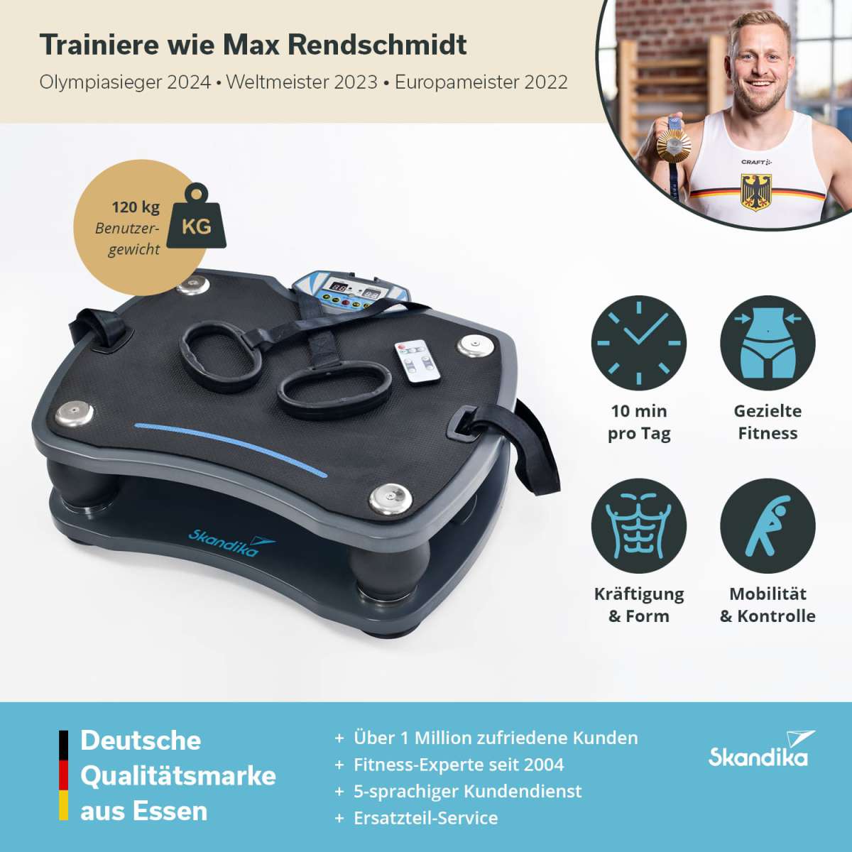 Vibrationsplatte 500 mit 3D Vibrations Technologie, Schwarz