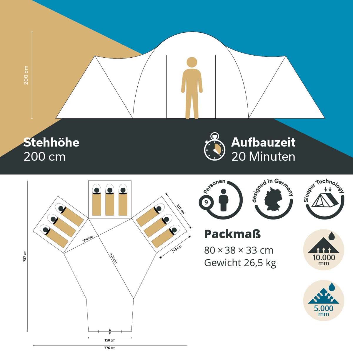 Skandika Familienzelt Korsika 9 Sleeper | MAX Trader GmbH